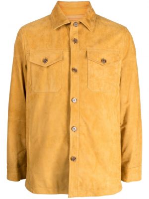 Semišová košile s knoflíky Man On The Boon. žlutá