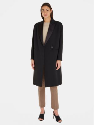 Gyapjú téli kabát Calvin Klein fekete