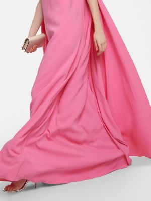 Kvetinové dlouhé šaty s výšivkou Oscar De La Renta ružová