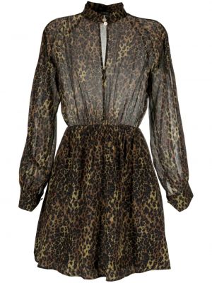 Svilena haljina s printom s leopard uzorkom Liu Jo smeđa