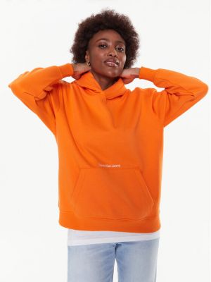 Sportinis džemperis oversize Calvin Klein Jeans oranžinė