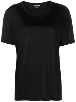 T-shirt en soie avec manches courtes Tom Ford noir