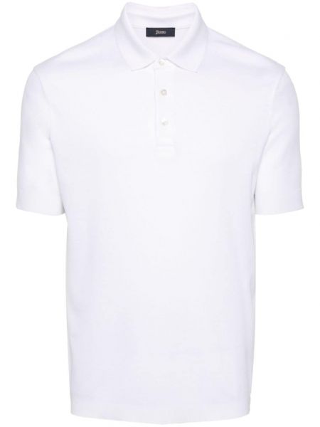 Плетена памучна поло тениска Herno бяло