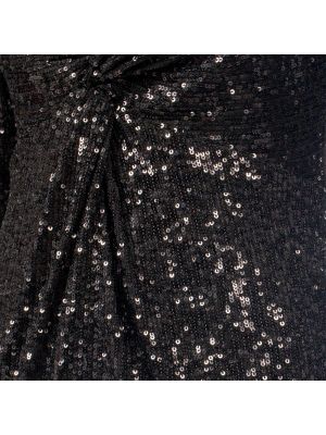 Sukienka mini z cekinami z długim rękawem Ralph Lauren czarna