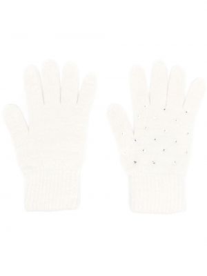 Dzianinowe rękawiczki wełniane Ermanno Firenze białe
