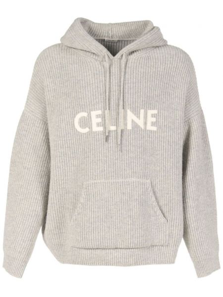 Hoodie en laine avec applique Céline Pre-owned gris