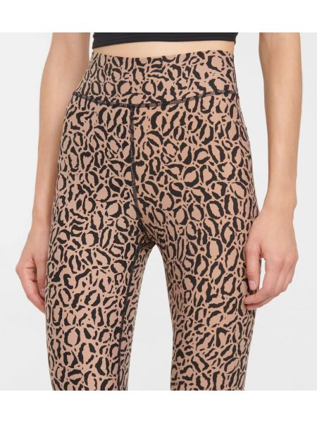 Leopardí sportovní kalhoty s vysokým pasem s potiskem The Upside hnědé
