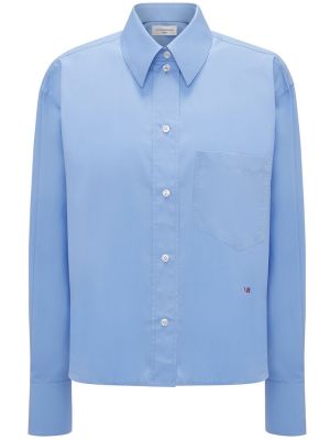 Kokvilnas krekls ar garām piedurknēm Victoria Beckham zils