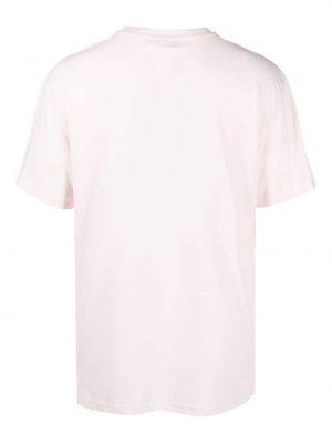 Kokvilnas t-krekls ar izšuvumiem džersija Tommy Jeans rozā