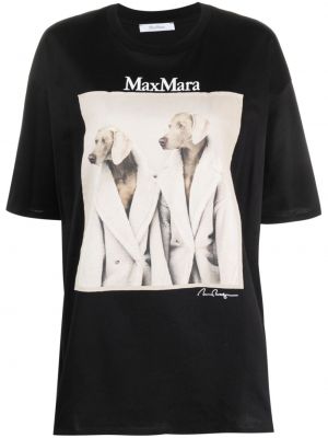 Тениска с принт Max Mara черно