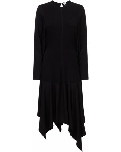 Asymetrické viskózové midi šaty Loewe černé