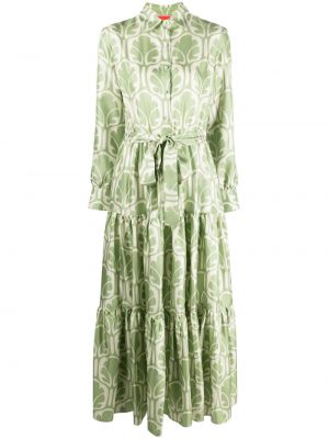 Jedwabna sukienka koszulowa La Doublej zielona