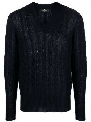Kašmyro siuvinėtas megztinis Etro mėlyna