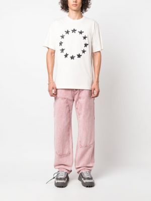 Bavlněné tričko s potiskem s hvězdami Etudes bílé