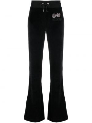 Спортни панталони бродирани Moschino Jeans черно