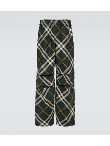Voľné kockované nohavice Burberry zelená