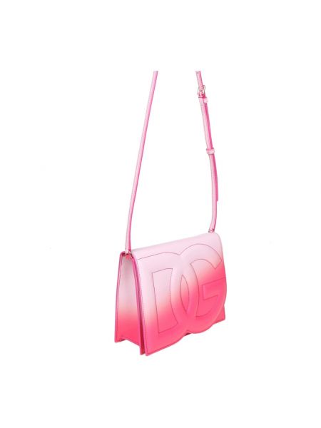 Bolsa de hombro de cuero Dolce & Gabbana rosa