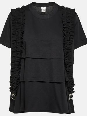 Medvilninis marškinėliai su raukiniais Noir Kei Ninomiya juoda