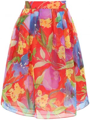 Suknja s cvjetnim printom s printom Carolina Herrera crvena