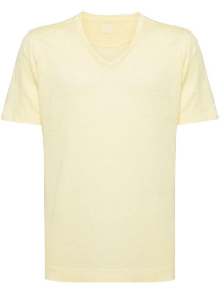 Lněné tričko s výstřihem do v 120% Lino žluté