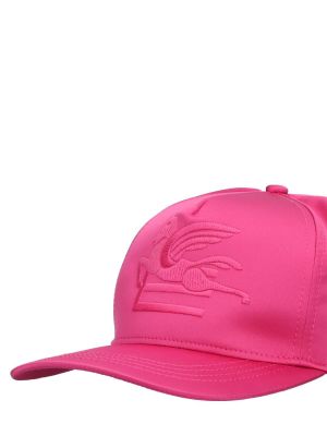 Jedwabna czapka z daszkiem Etro różowa