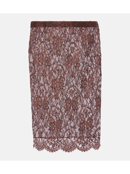 Blonder blomstret pencil skirt Saint Laurent brun