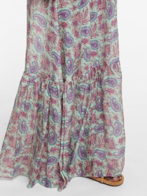 Jedwabna długa spódnica bawełniana z wzorem paisley Etro niebieska