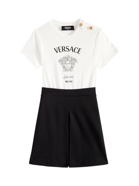 Jersey puuvilla jersey-mekko tytöille Versace Kids valkoinen