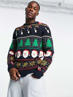 Рождественский длинный свитер с круглым вырезом Brave Soul синий