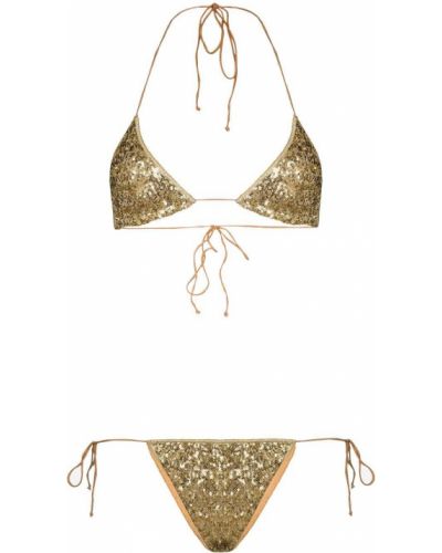 Bikini con lentejuelas Oséree dorado