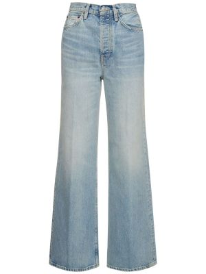 Jeansy z wysoką talią bawełniane relaxed fit Re/done niebieskie