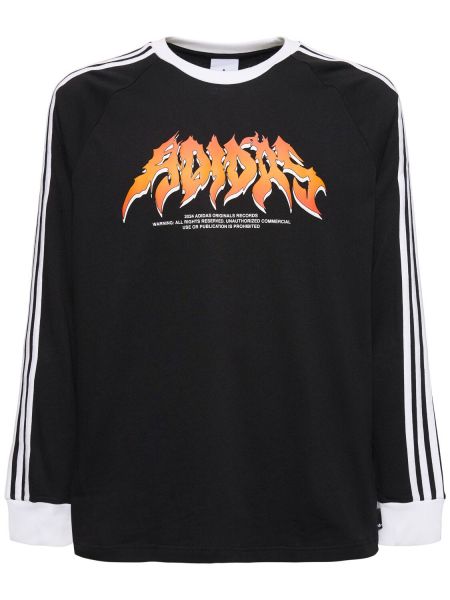 Camiseta de manga larga de algodón manga larga Adidas Originals negro