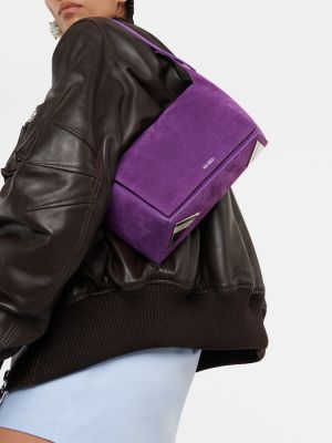 Bolsa de hombro de ante The Attico violeta