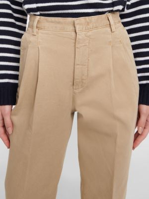 Pantaloni dritti a vita alta di cotone Redvalentino beige