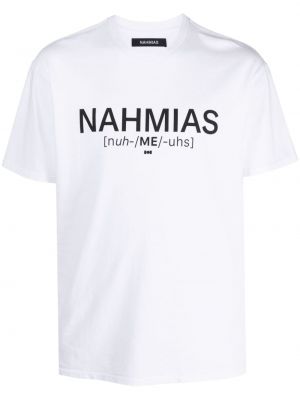 Bavlnené tričko s potlačou Nahmias biela