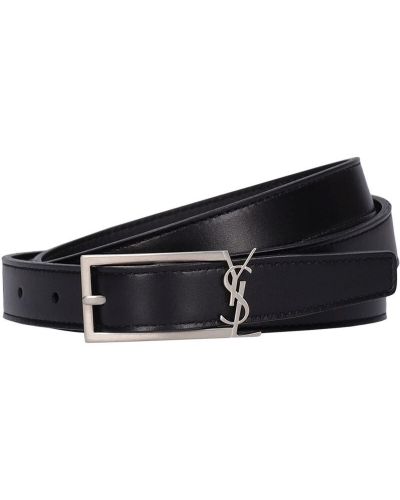 Cinturón de cuero con hebilla Saint Laurent negro