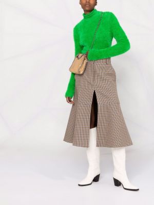 Sweter z futerkiem Stella Mccartney zielony