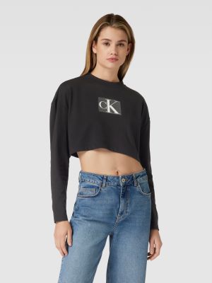 Bluza z cekinami z długim rękawem Calvin Klein Jeans czarna
