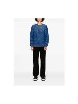 Sweter z okrągłym dekoltem Roberto Collina niebieski