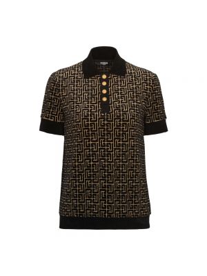 Poloshirt mit geknöpfter mit print Balmain schwarz