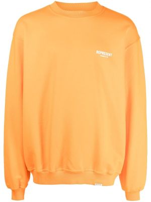 Oversize пуловер с принт Represent оранжево