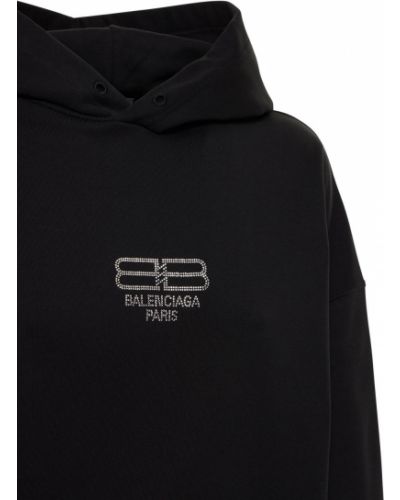 Brīva piegriezuma kokvilnas kapučdžemperis Balenciaga melns
