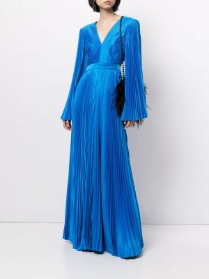 Vestido de cóctel con la espalda descubierta plisado Semsem azul