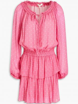Шифоновое платье мини в горошек Loveshackfancy розовое