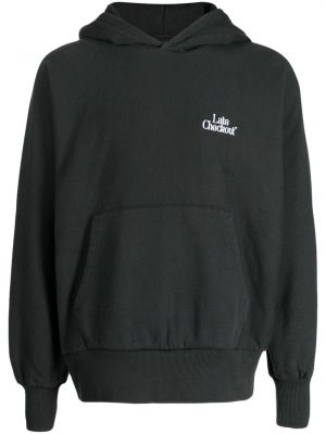 Pamučna hoodie s kapuljačom s vezom Late Checkout siva