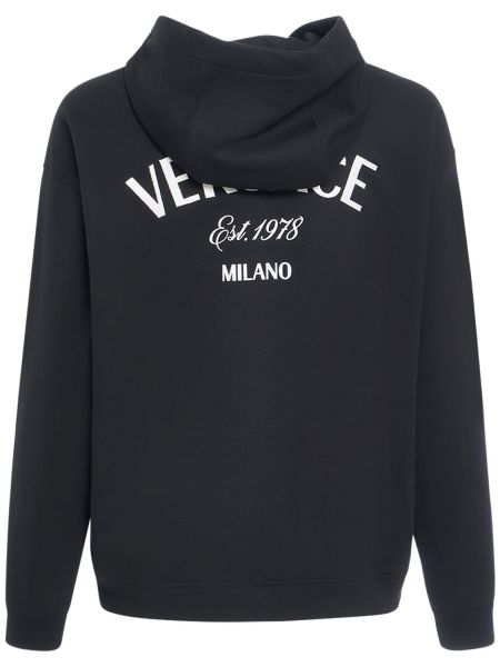 Hoodie i bomull Versace svart