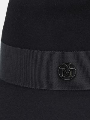 Вълнена шапка с периферия от филц Maison Michel черно