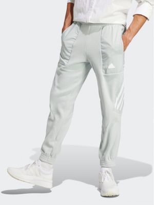 Pruhované priliehavé teplákové nohavice Adidas sivá