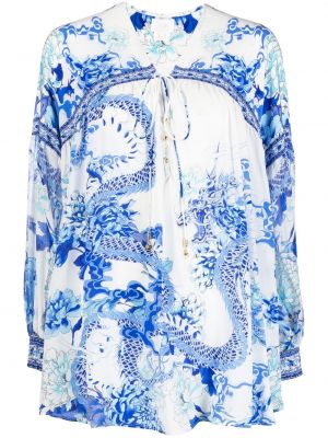 Svilena bluza s cvetličnim vzorcem s potiskom Camilla