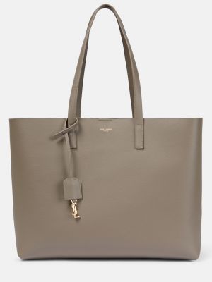 Кожаная сумка шоппер Saint Laurent коричневая